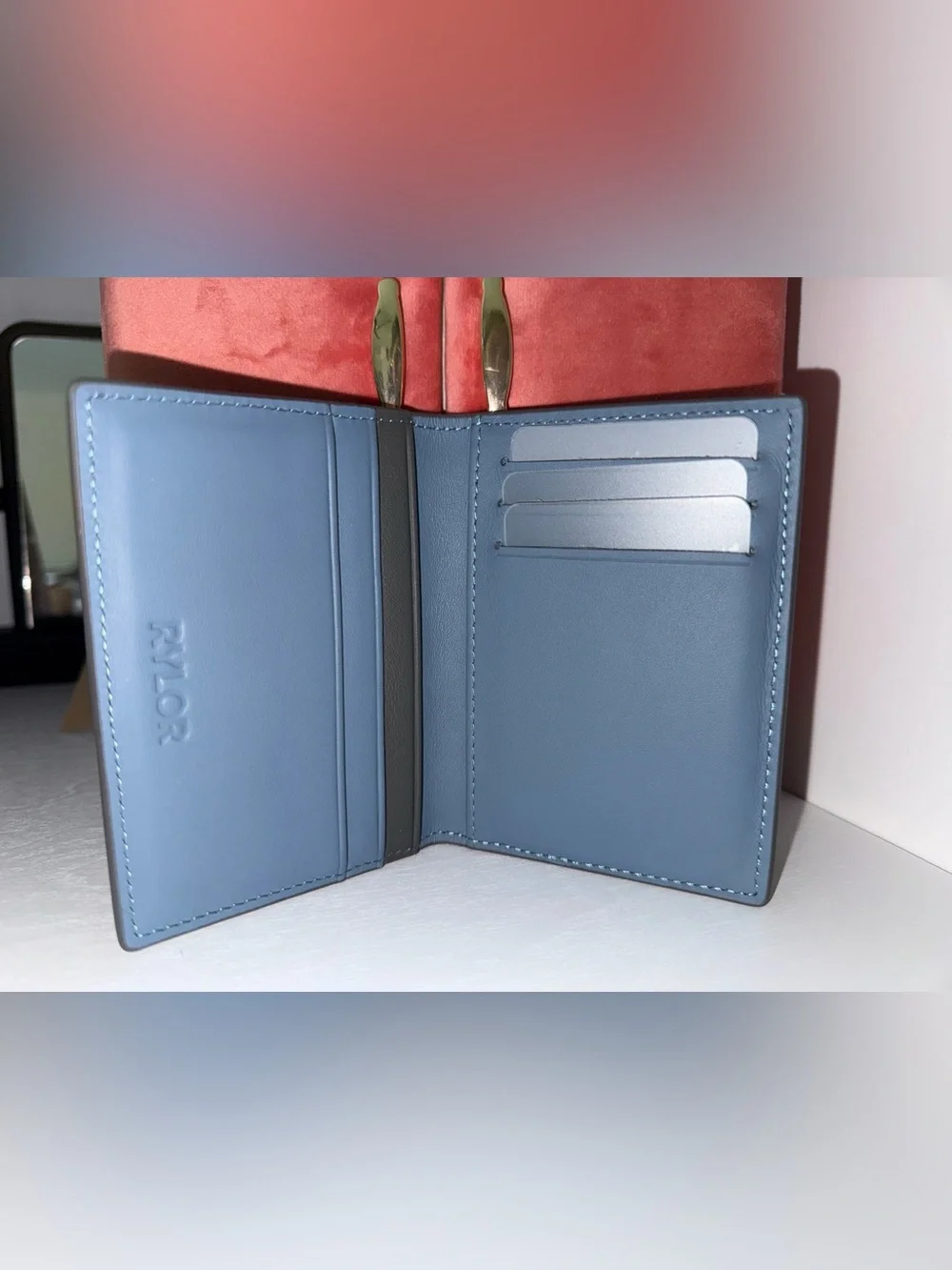 Rylor Men's Black Wallet with Blue Accent